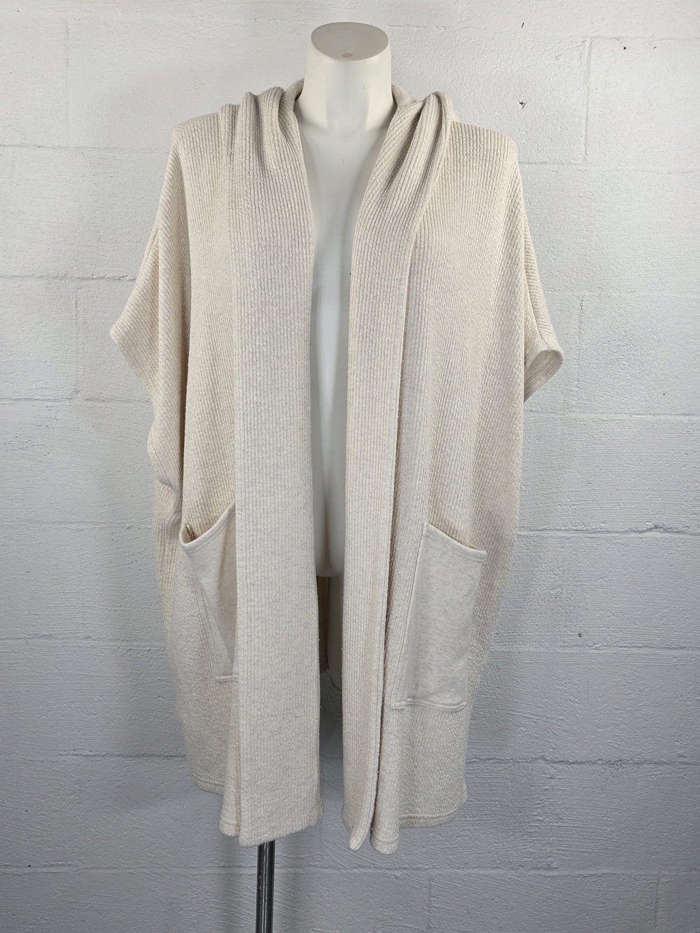 Aerie Hooded Open-Front Knit Poncho Shrug